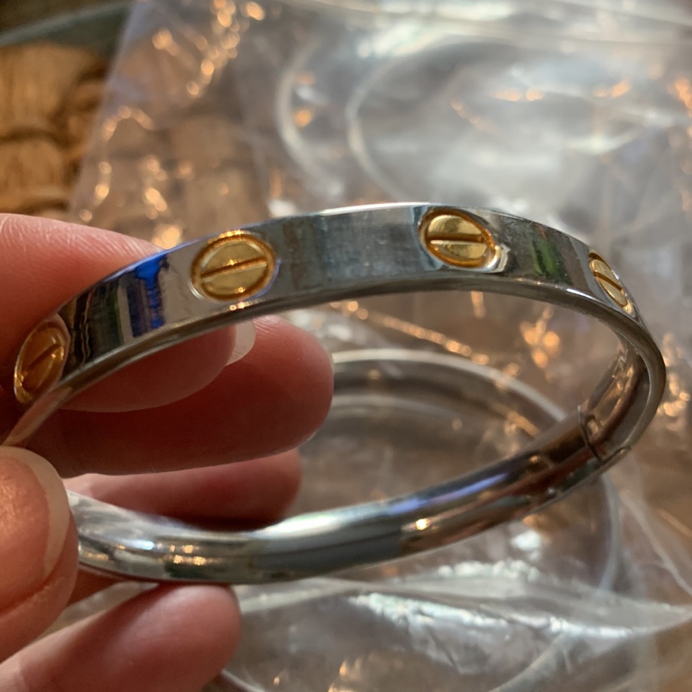 Man size silver with gold dots